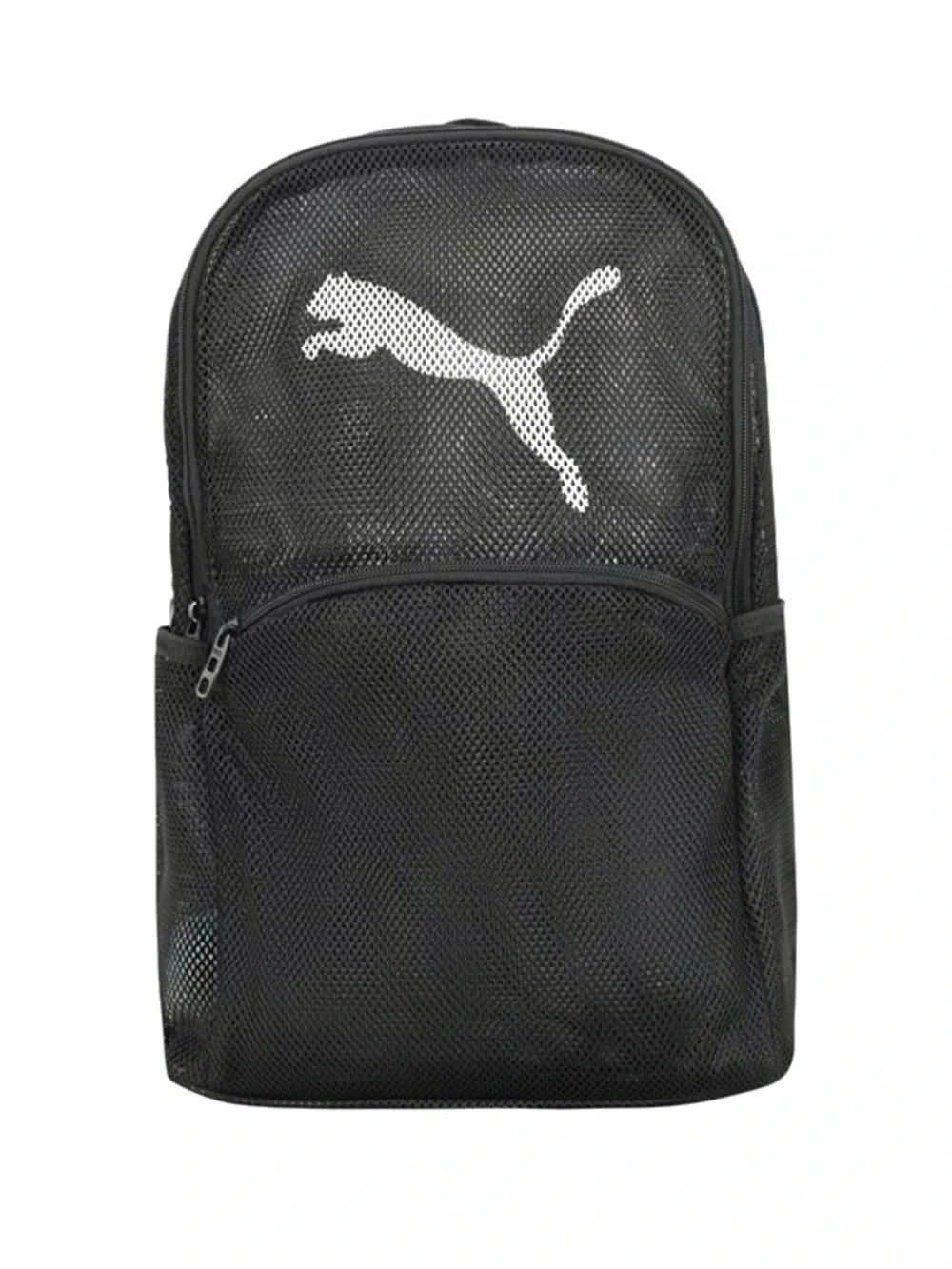Puma Black Mesh Backpack with White Logo Back Pack Bag NWT